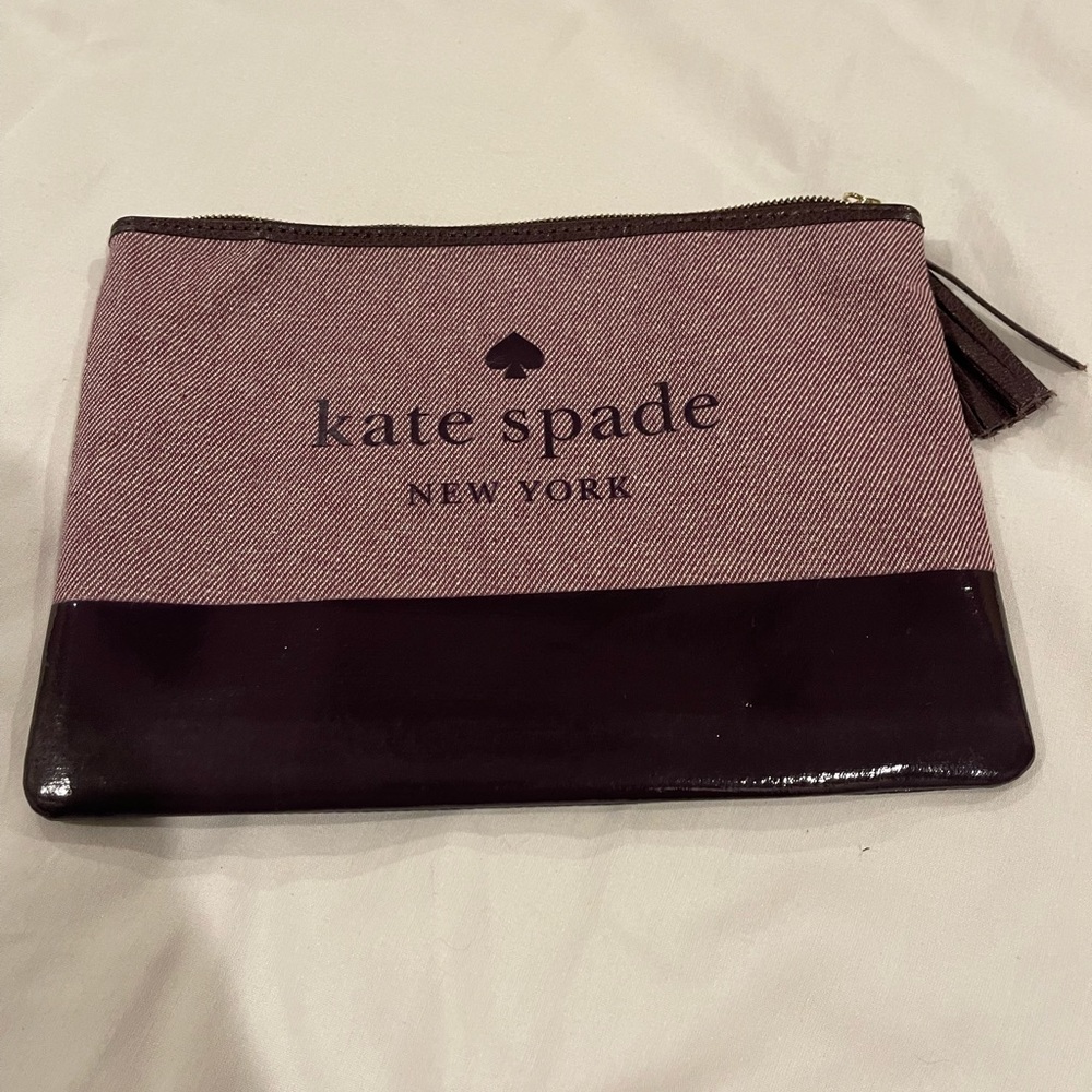 Kate Spade Large Tassel Pouch • Ash Street Logo • Deep Plum • “New with no tags”